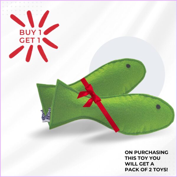 HRIKU HARITMATSYA (GREEN FISH) CATNIP TOY FOR CATS.
