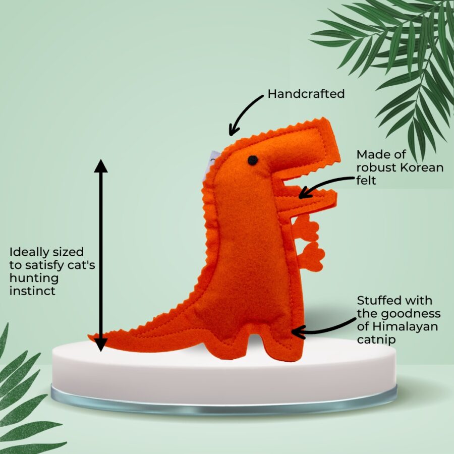 HRIKU BHEEMSARAT (DINOSAUR) CATNIP TOY FOR CATS - ORANGE - Image 2