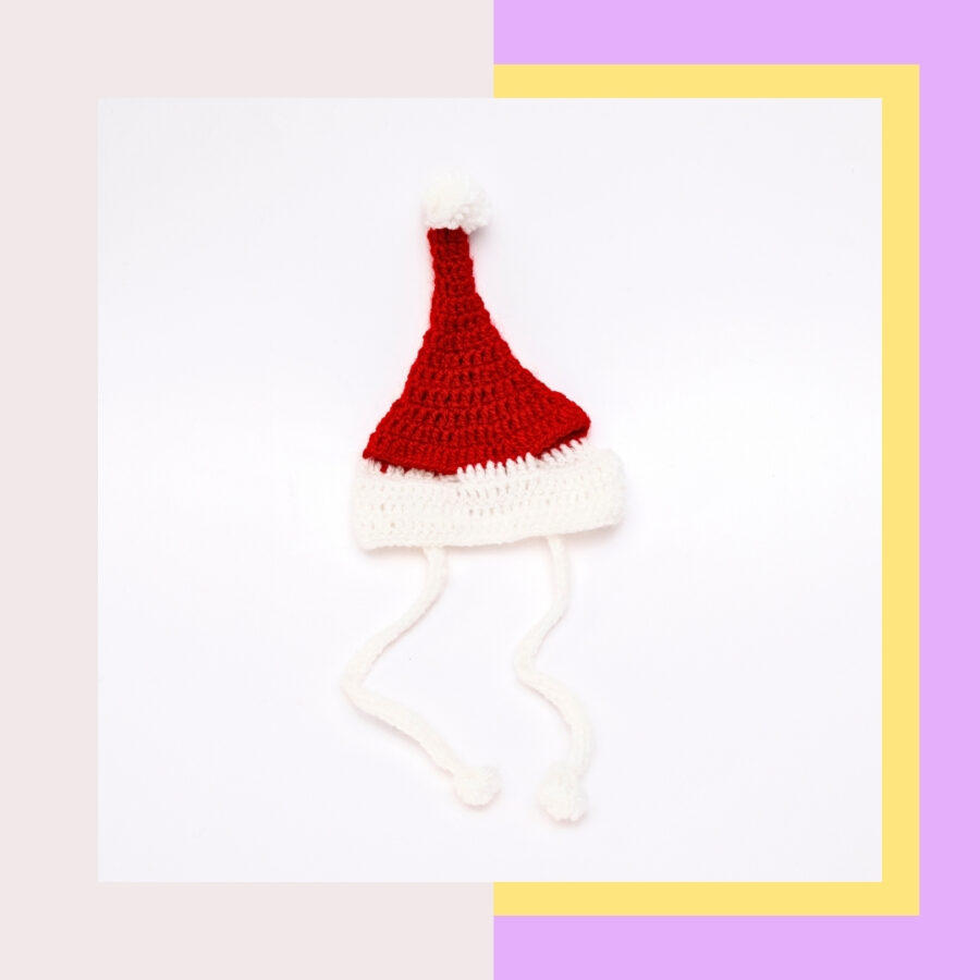 HRIKU MERRY RED WOOLLEN CAP FOR PETS - (RED) - Image 2