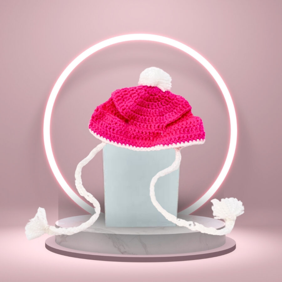 HRIKU PINK PANTHER WOOLLEN CAP FOR PETS - (PINK)
