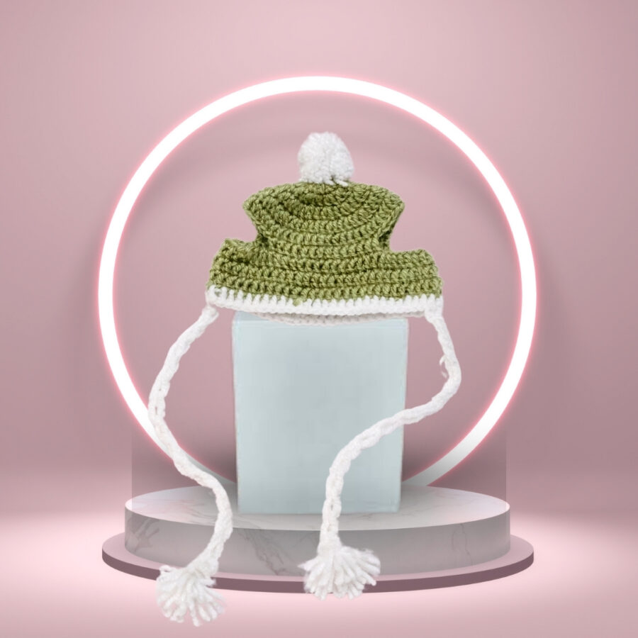 HRIKU OLIVE GARDEN WOOLLEN CAP FOR PETS - (OLIVE GREEN) - Image 3