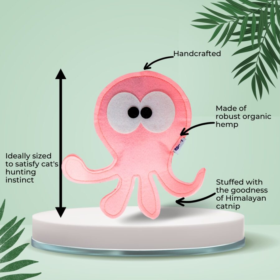 HRIKU ASHTBAHU (OCTOPUS) CATNIP TOY FOR CATS  - PINK - Image 2