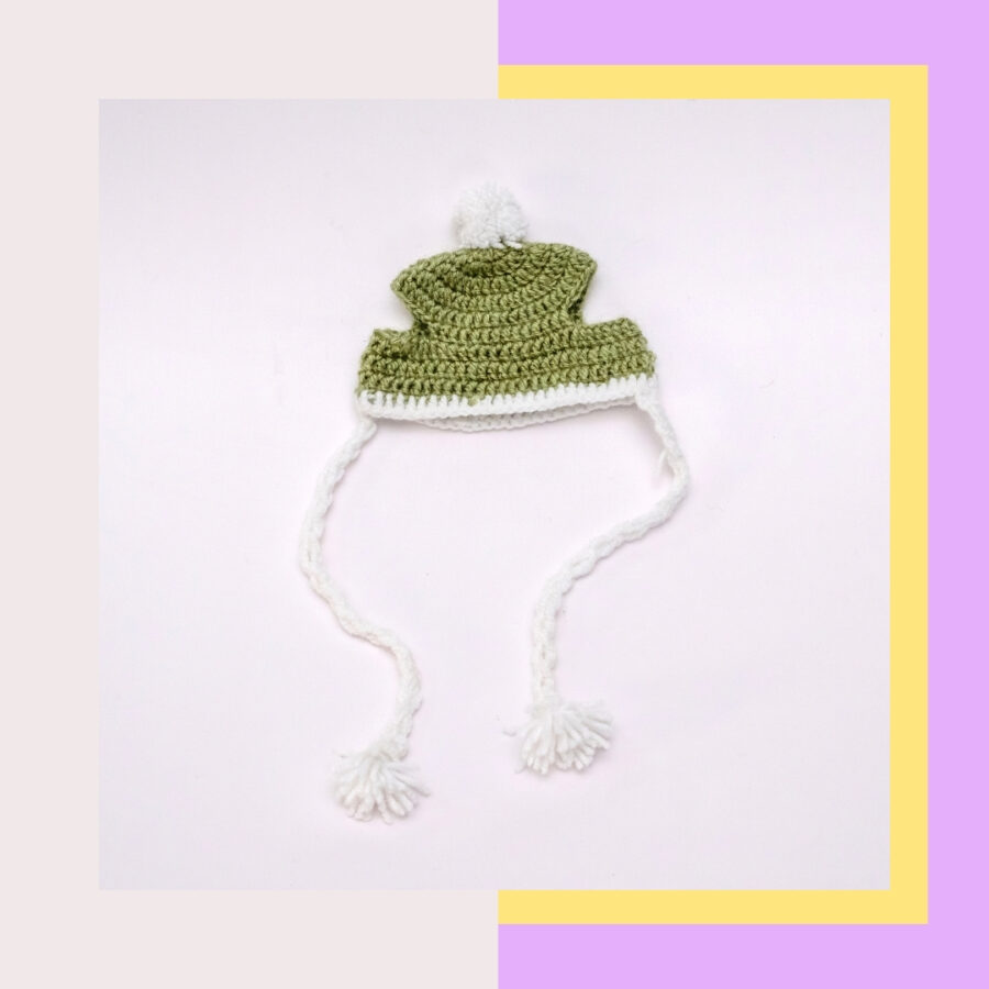 HRIKU OLIVE GARDEN WOOLLEN CAP FOR PETS - (OLIVE GREEN)
