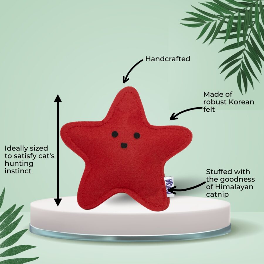 HRIKU CATNIP TOY SITARA (STAR) CATNIP TOY FOR CATS  - RED - Image 2