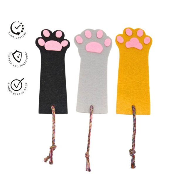 HRIKU CAT PAW Bookmarks I Felt Fabric I Multi-Coloured I for Books, Journals I Attractive Design I for Gifting I Set of 3 I